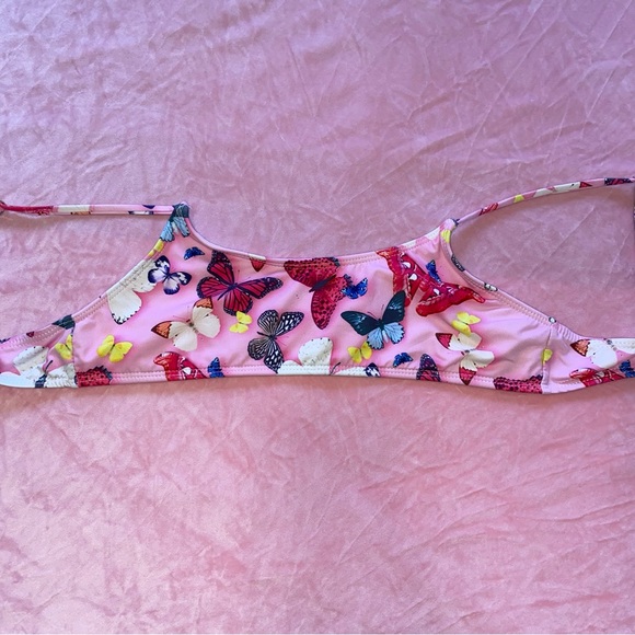 Y2K Skimpy Bikini Top 90s butterflies Butterfly Design Hot Pink Small Like New - Picture 4 of 10